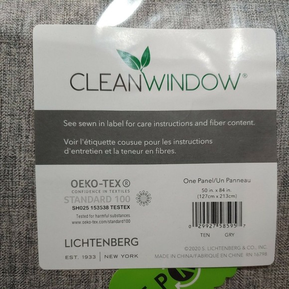 2x Clean Window Heathered Texture 50x84in Anti-Dust Curtain Grey Tab Panel NEW - Picture 2 of 5